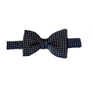 HUGO BOSS Mens Bow Tie Black Geo 100% Silk Pre-Tied - NEW with Box